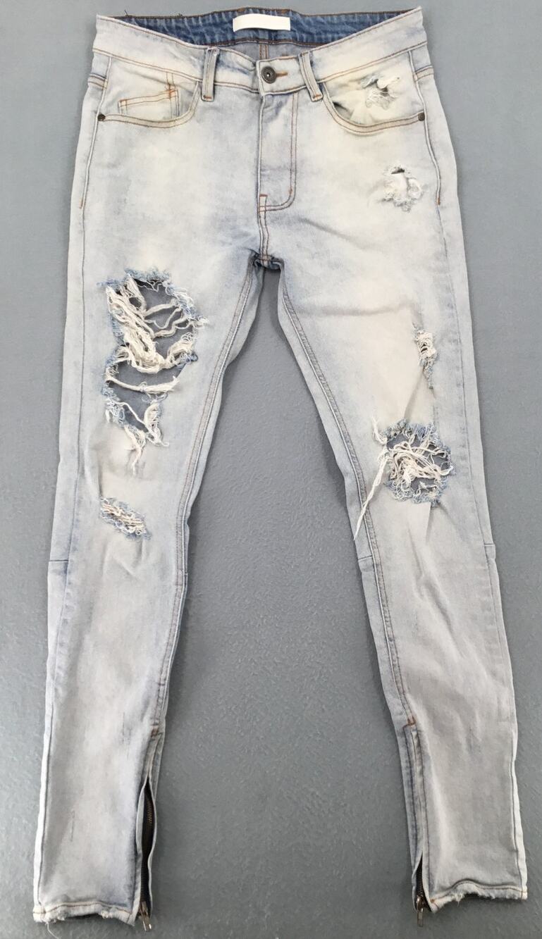 KDNK 11 4 14 11 Distressed Skinny Zip Hem Stretch Jeans Men's 32